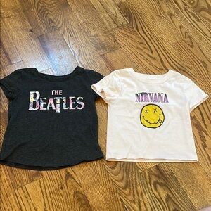 Bundle of Band Shirts. The Beatles & Nirvana. Size 2T. Both Like New Condition.